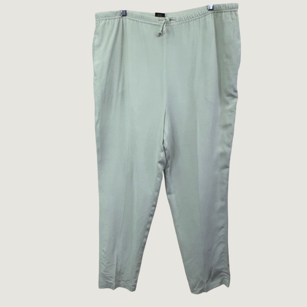 Mureli Silk Pants Large Sage Green Minimalist‎ Old Money Quiet Luxury Trousers